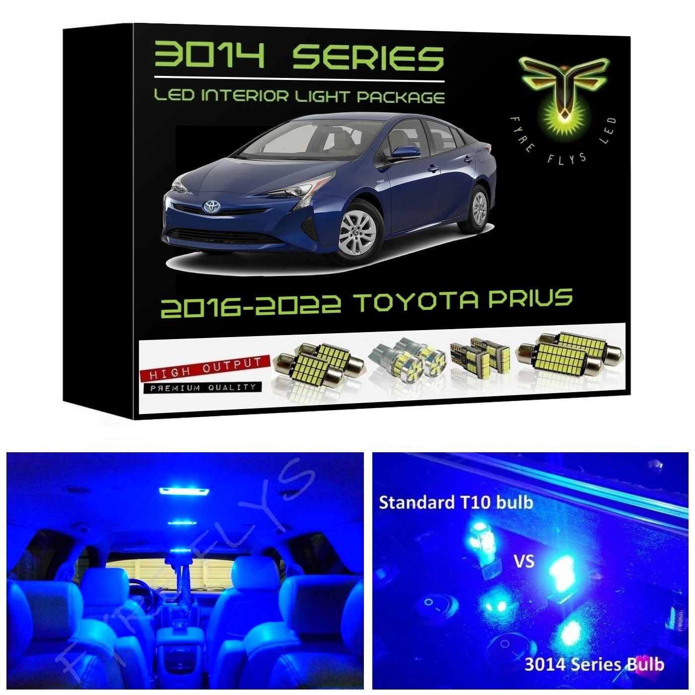 2016-2022 Toyota Prius Super Bright 3014 Series LED interior light kit