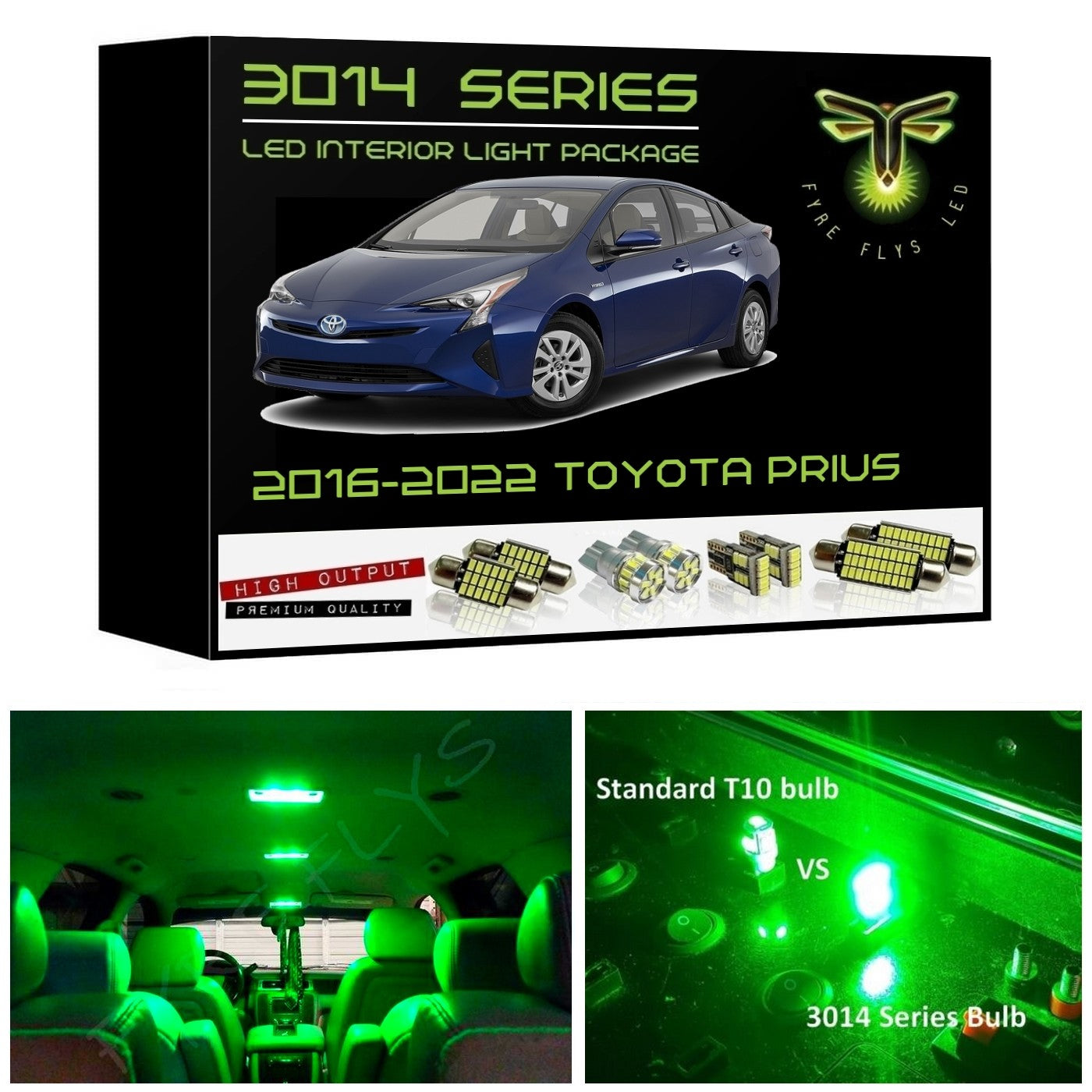 2016-2022 Toyota Prius Super Bright 3014 Series LED interior light kit