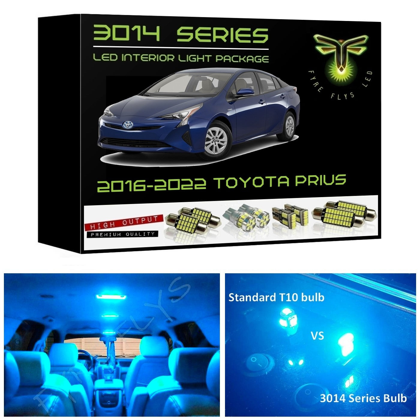 2016-2022 Toyota Prius Super Bright 3014 Series LED interior light kit