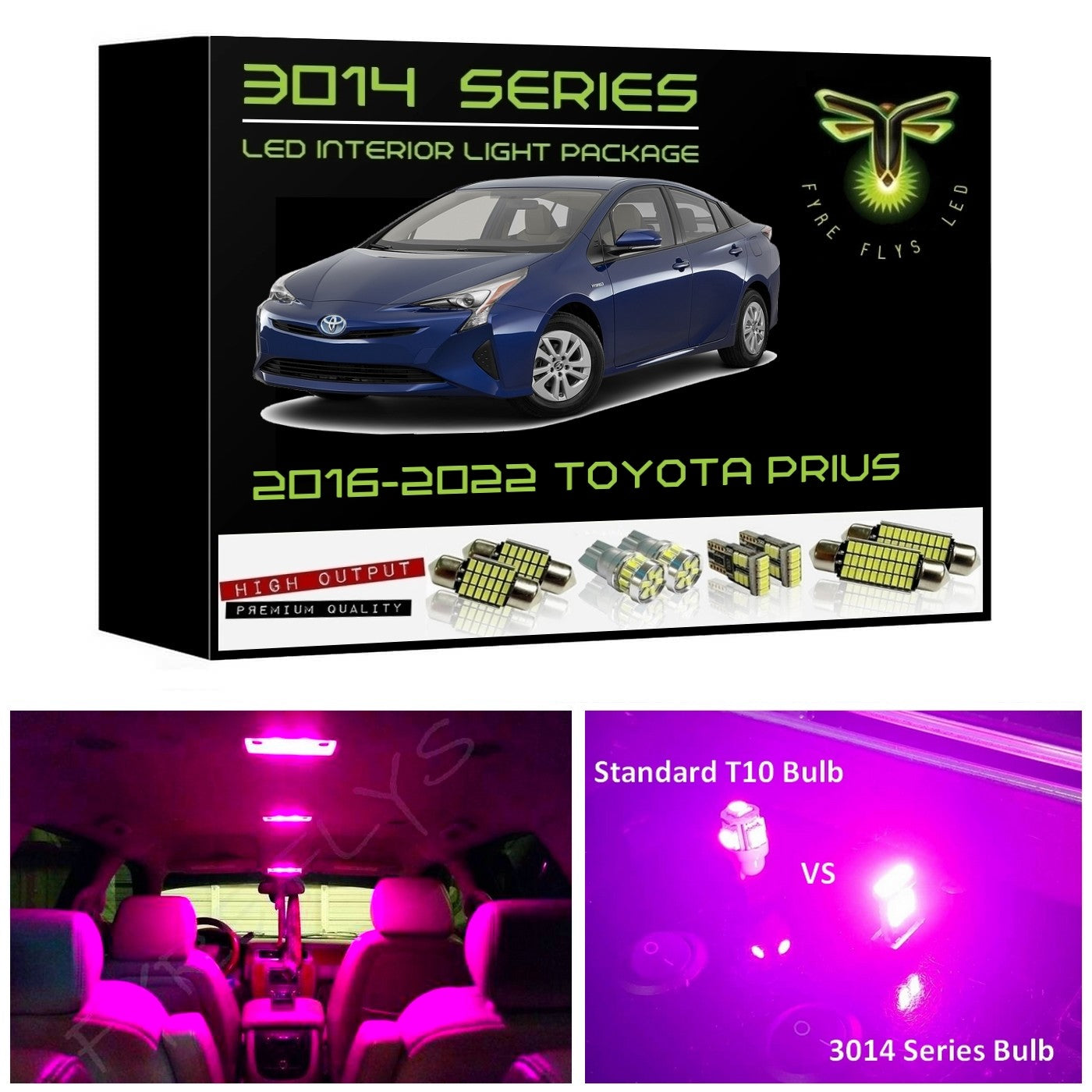 2016-2022 Toyota Prius Super Bright 3014 Series LED interior light kit