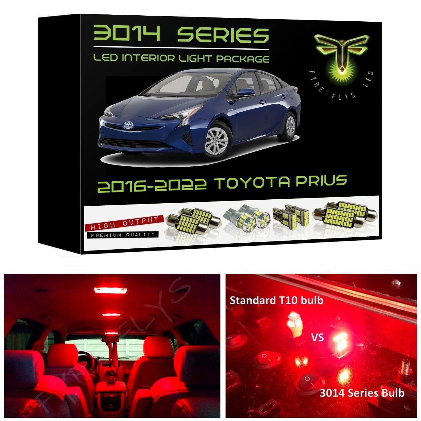 2016-2022 Toyota Prius Super Bright 3014 Series LED interior light kit
