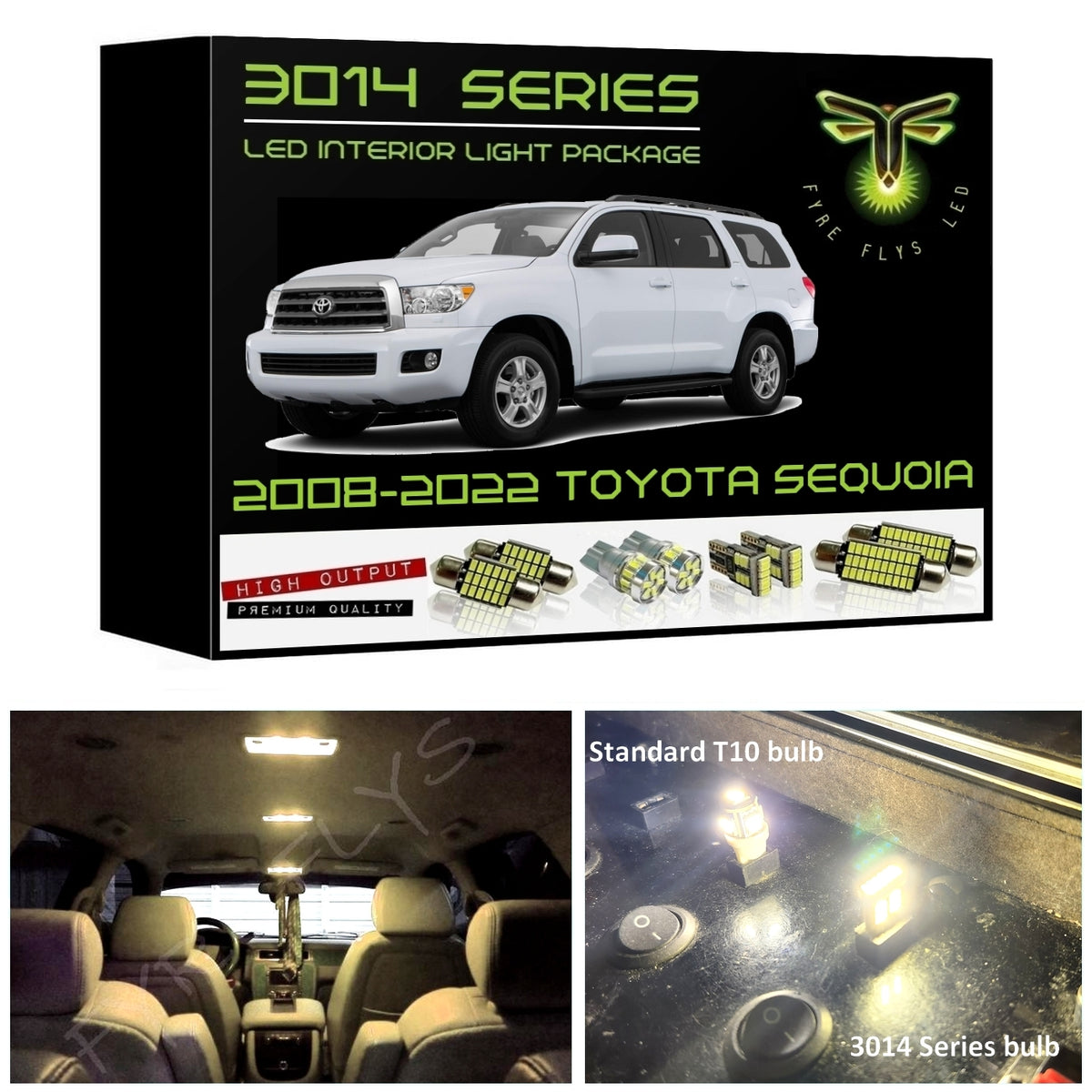 2008-2022 Toyota Sequoia Super Bright 3014 Series LED interior light kit