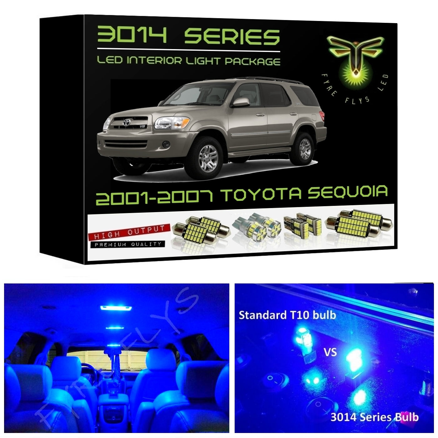2001-2007 Toyota Sequoia Super Bright 3014 Series LED interior light kit