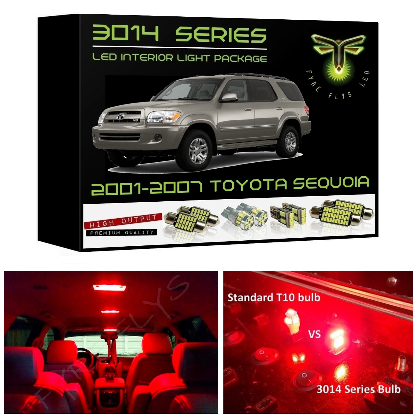 2001-2007 Toyota Sequoia Super Bright 3014 Series LED interior light kit