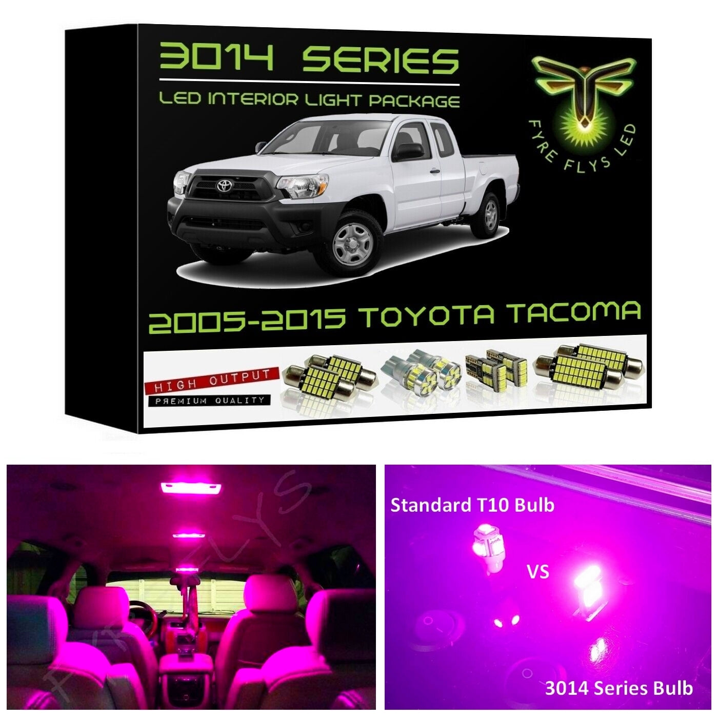 2005-2015 Toyota Tacoma Super Bright 3014 Series LED interior light kit