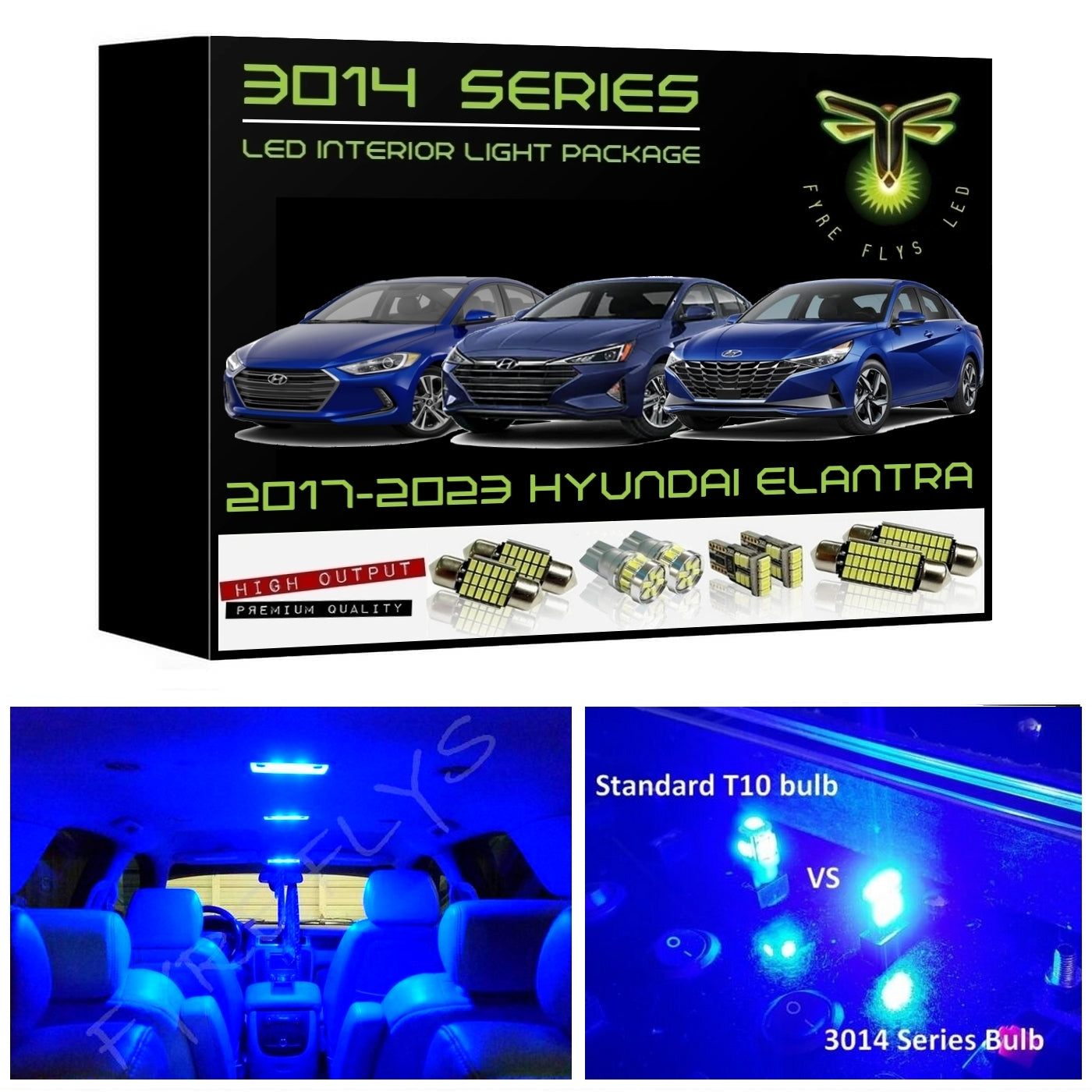 2017-2023 Hyundai Elantra Super Bright 3014 Series LED interior light kit