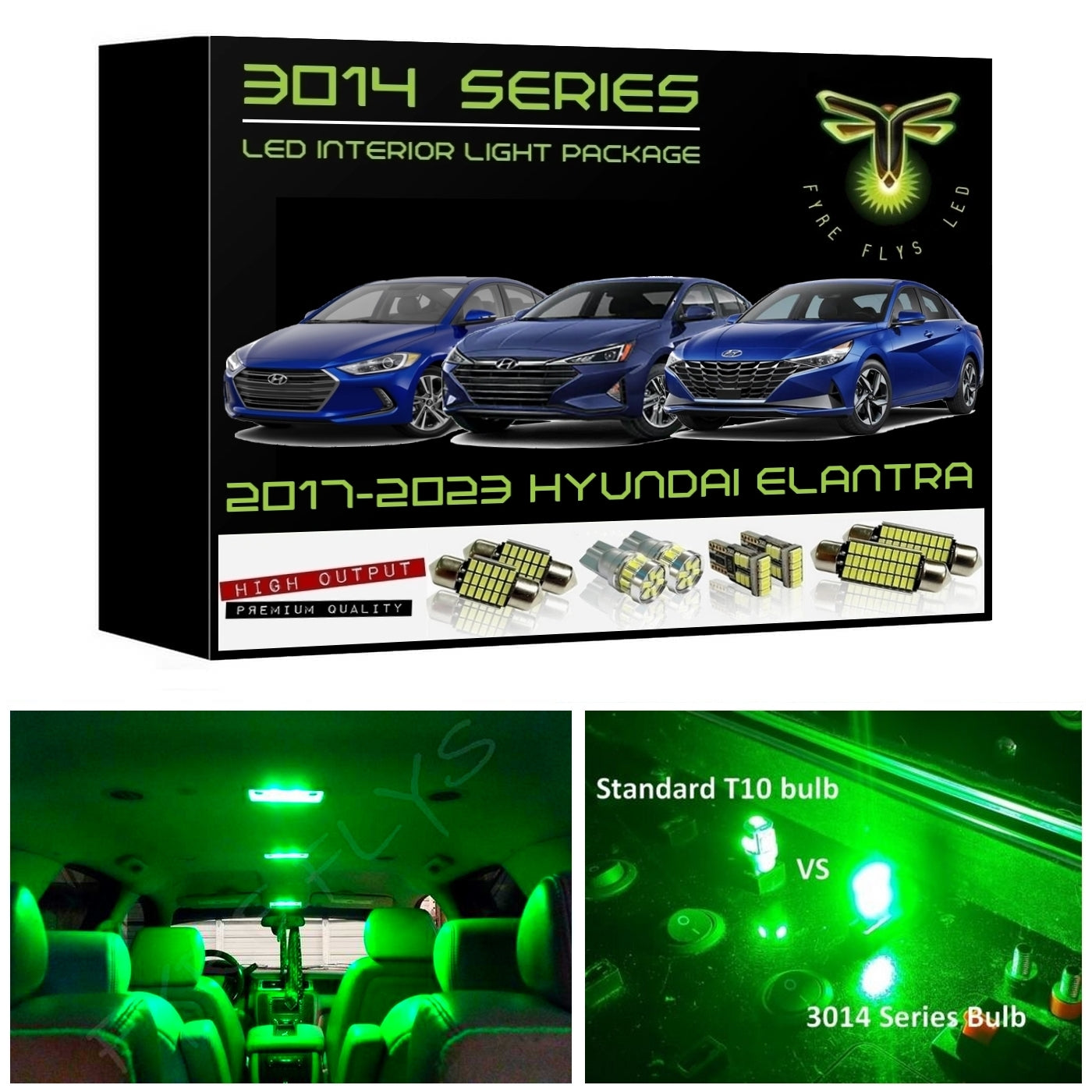 2017-2023 Hyundai Elantra Super Bright 3014 Series LED interior light kit