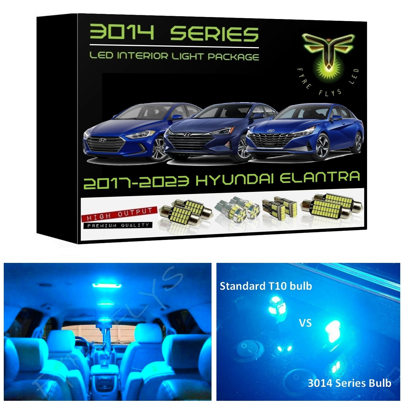 2017-2023 Hyundai Elantra Super Bright 3014 Series LED interior light kit
