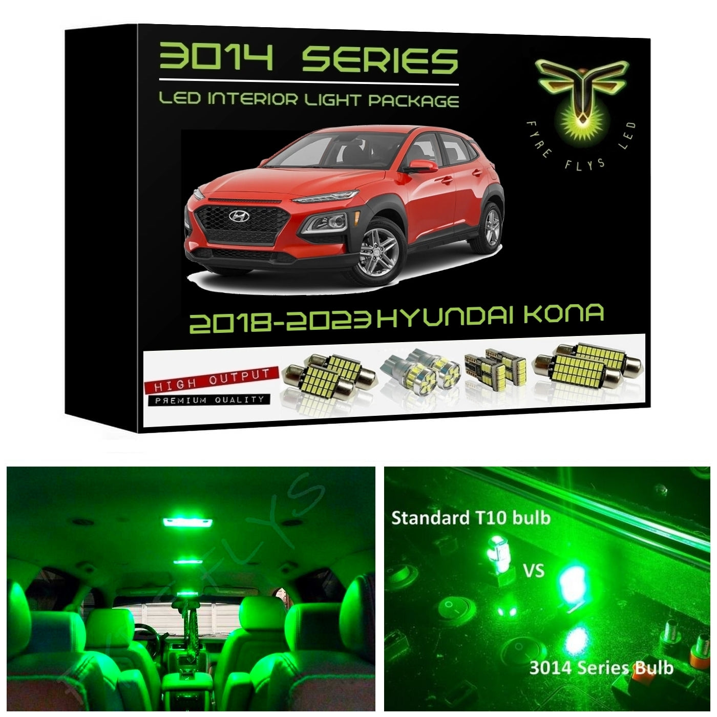 2018-2023 Hyundai Kona Super Bright 3014 Series LED interior light kit