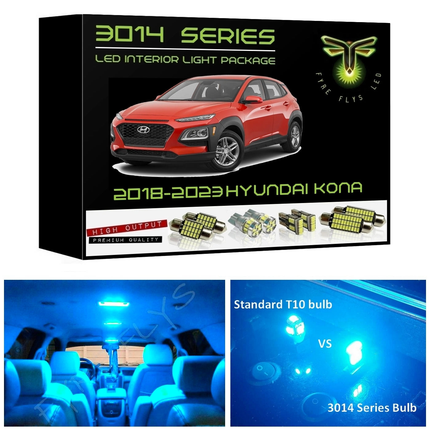 2018-2023 Hyundai Kona Super Bright 3014 Series LED interior light kit