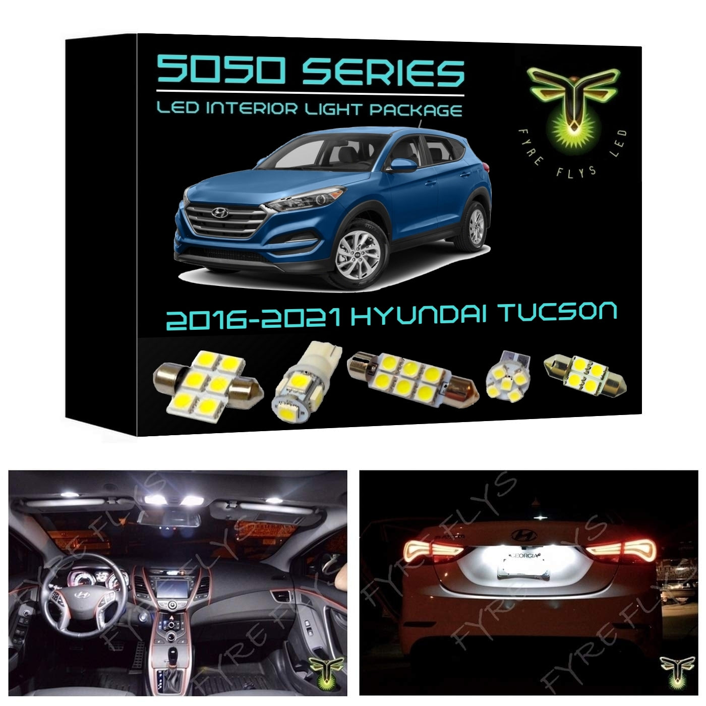 2016-2021 Hyundai Tucson 10 Piece LED interior light kit 5050 Series