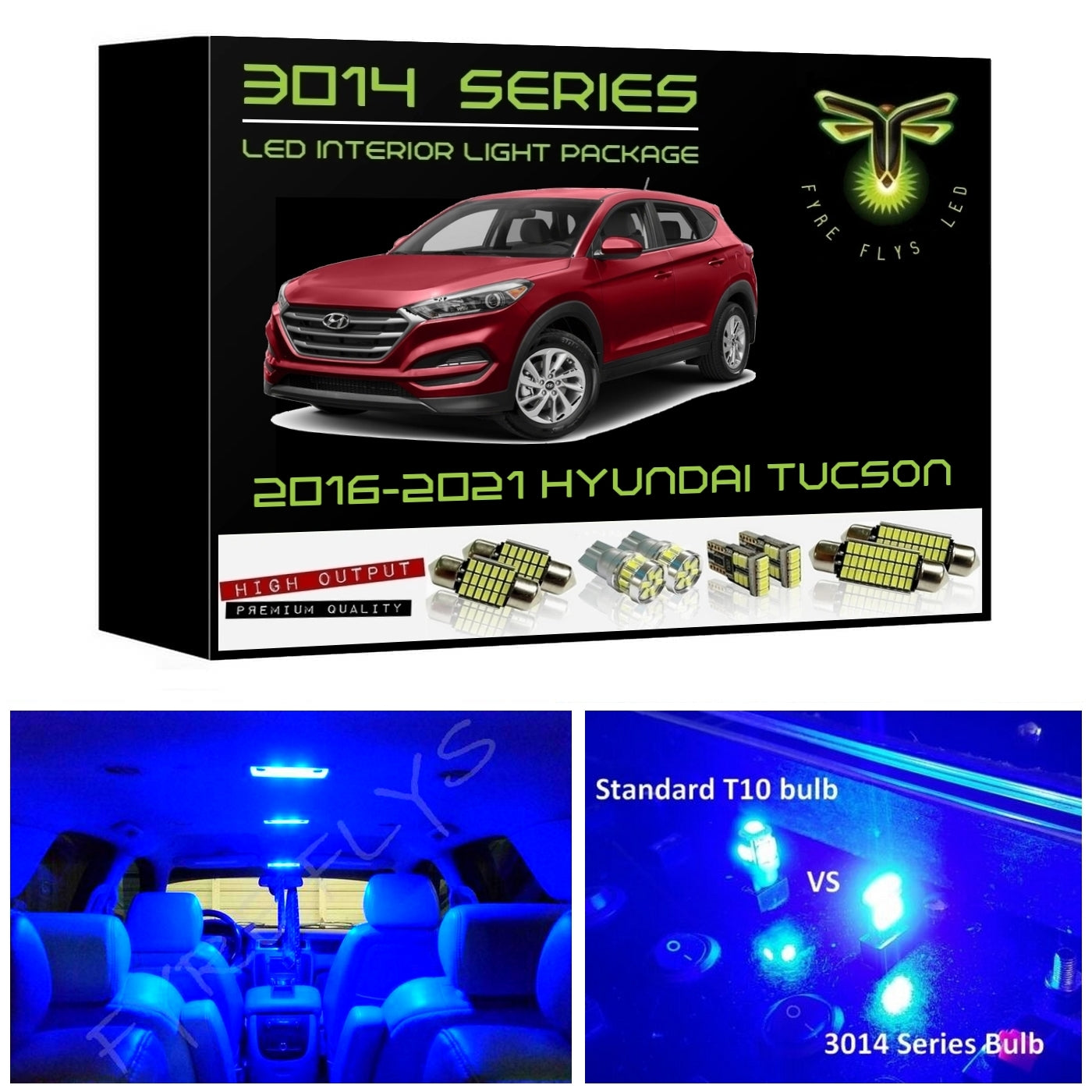 2016-2021 Hyundai Tucson Super Bright 3014 Series LED interior light kit