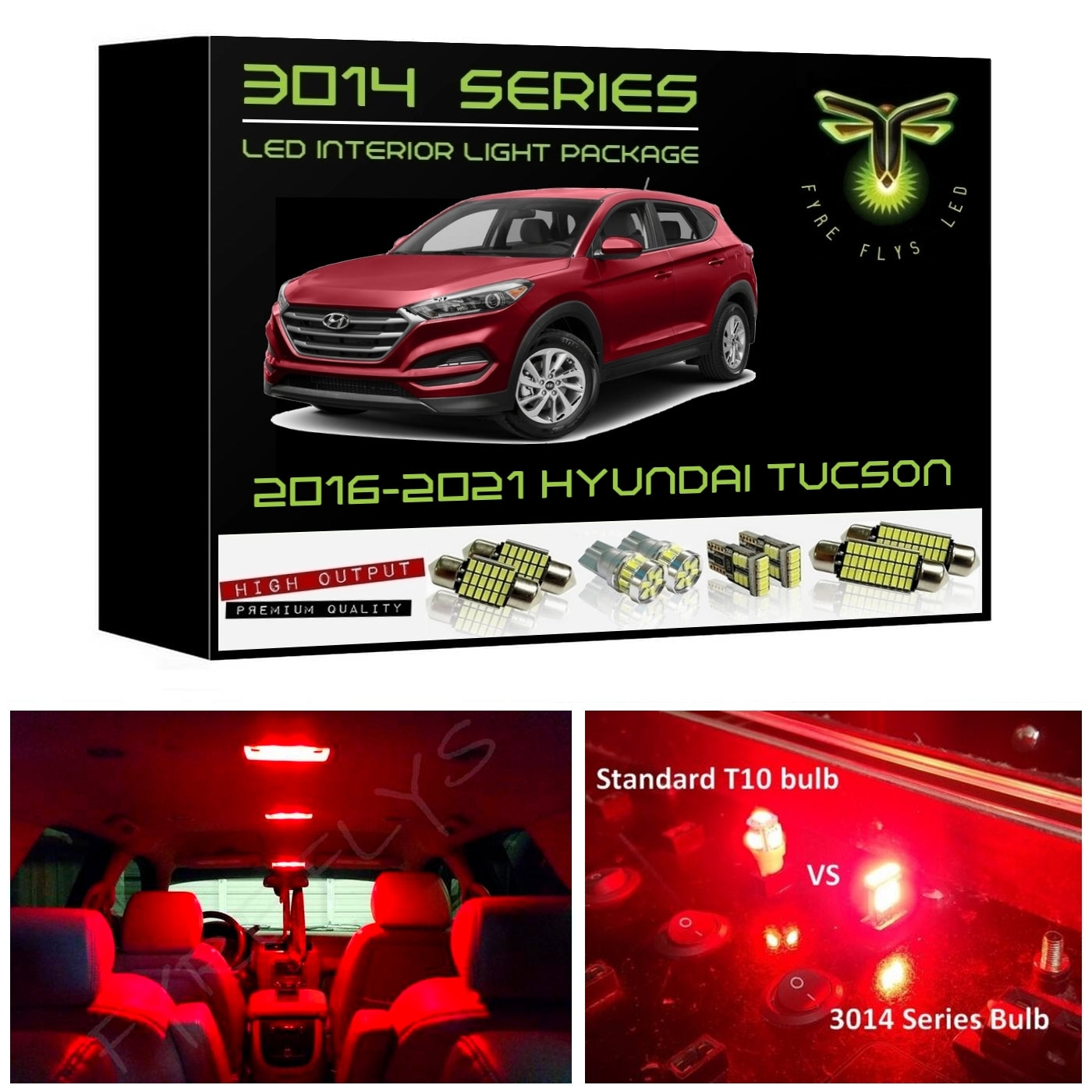 2016-2021 Hyundai Tucson Super Bright 3014 Series LED interior light kit