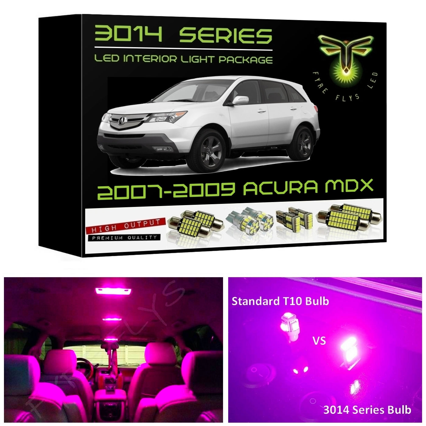 2007-2009 Acura MDX Super Bright 3014 Series LED interior light kit