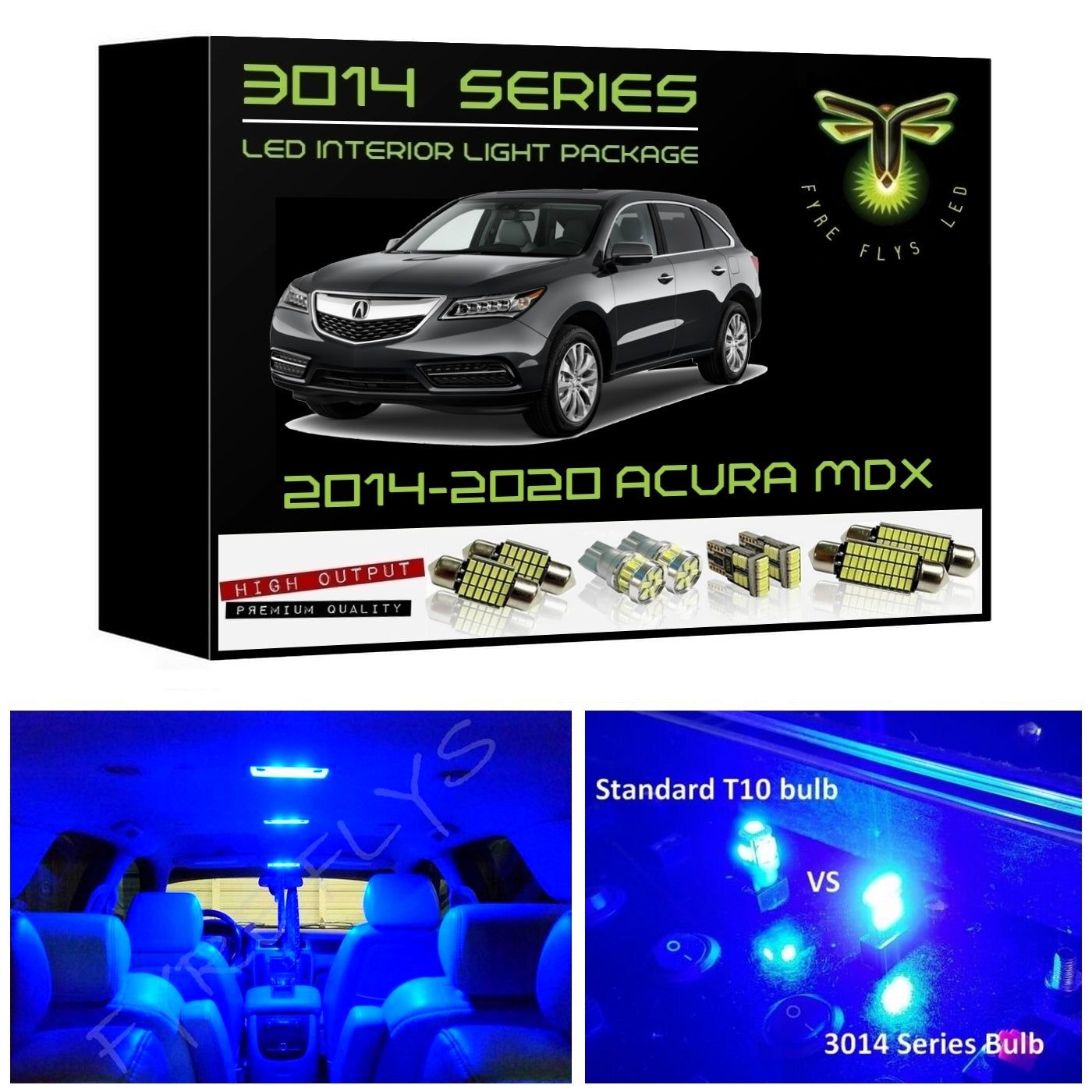 2014-2020 Acura MDX Super Bright 3014 Series LED interior light kit