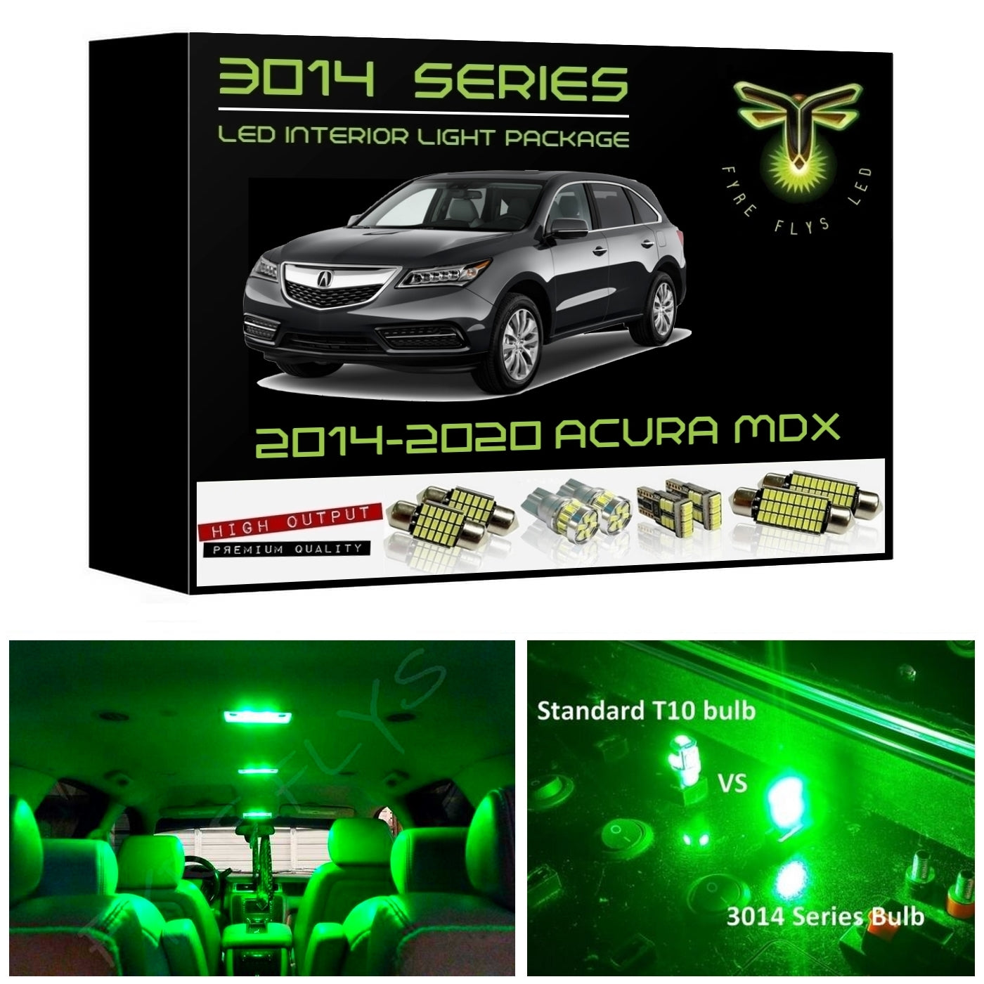 2014-2020 Acura MDX Super Bright 3014 Series LED interior light kit