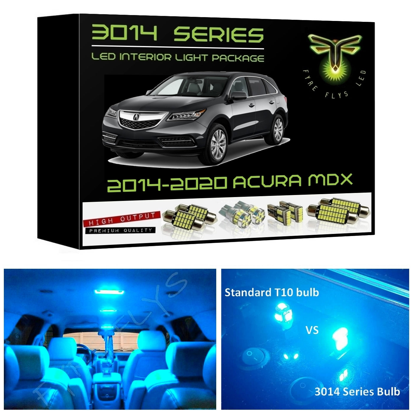 2014-2020 Acura MDX Super Bright 3014 Series LED interior light kit
