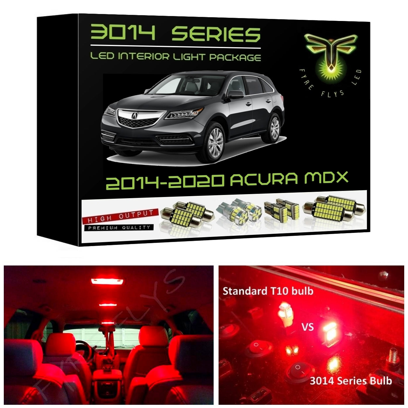 2014-2020 Acura MDX Super Bright 3014 Series LED interior light kit