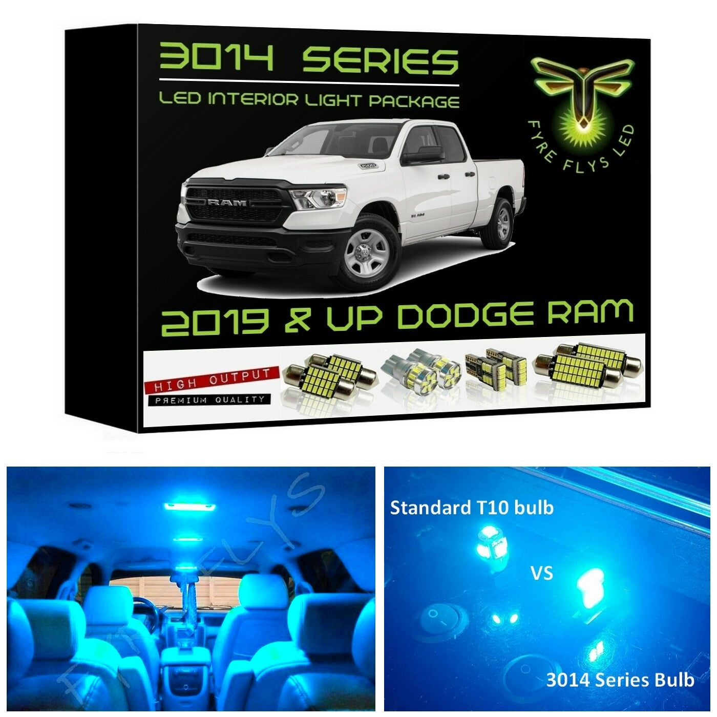 2019-2021 Dodge Ram Super Bright 3014 Series LED interior light kit