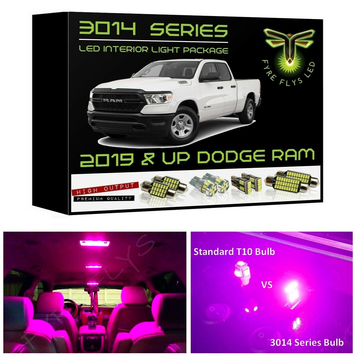 2019-2021 Dodge Ram Super Bright 3014 Series LED interior light kit