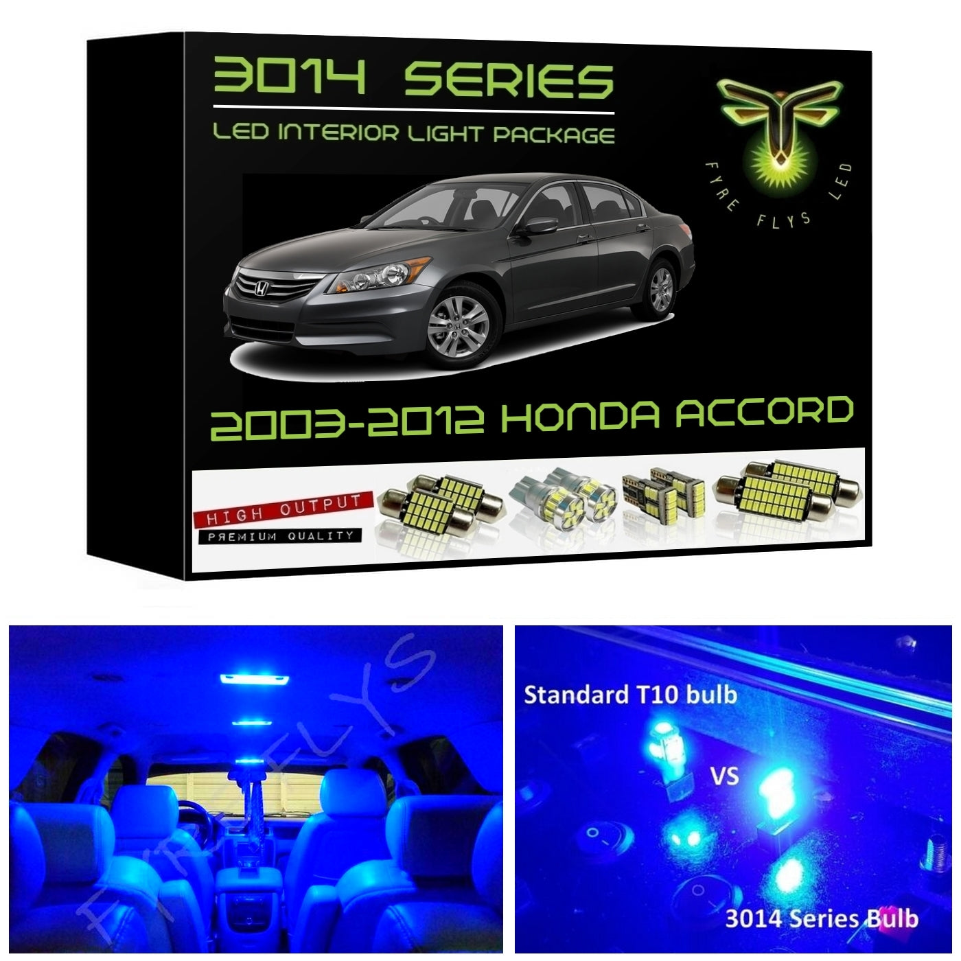 2003-2012 Honda Accord Super Bright LED interior light kit 3014 Series