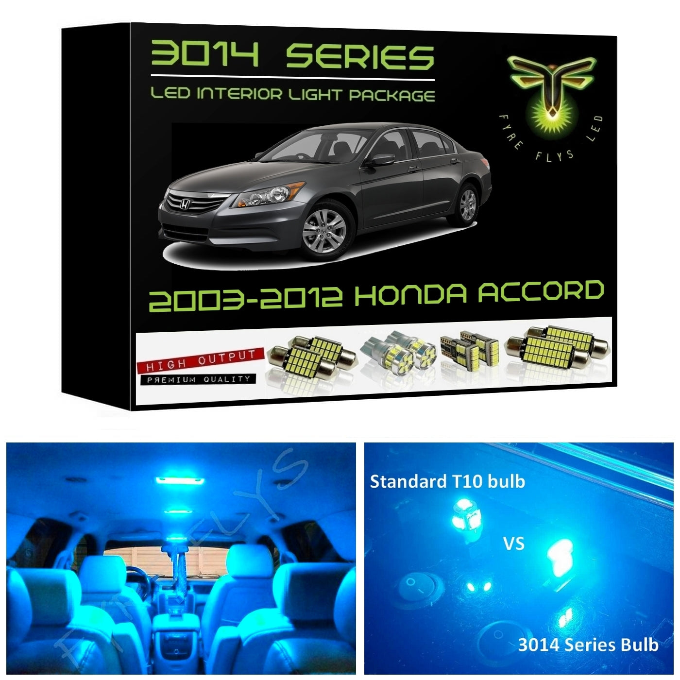 2003-2012 Honda Accord Super Bright LED interior light kit 3014 Series