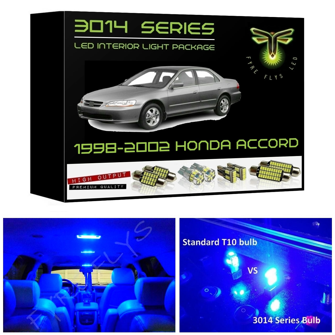 1998-2002 Honda Accord Super Bright 3014 Series LED interior light kit