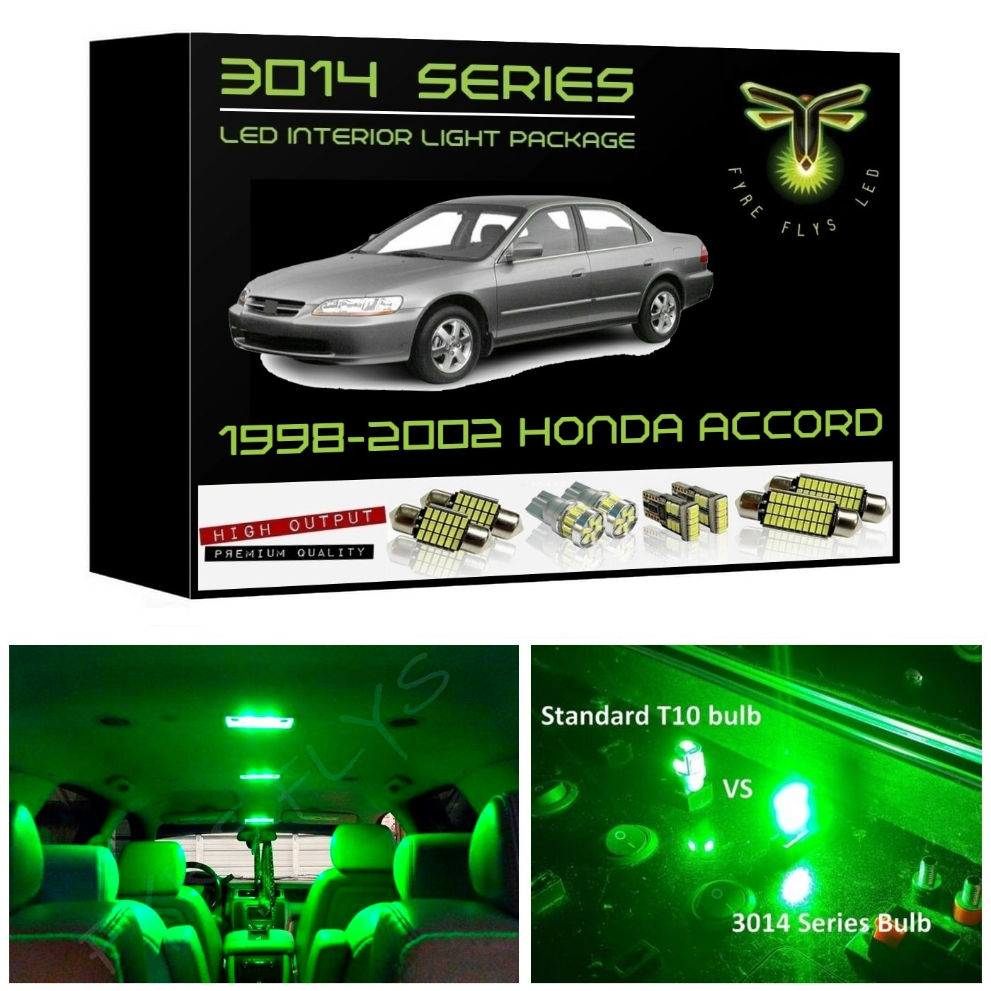 1998-2002 Honda Accord Super Bright 3014 Series LED interior light kit