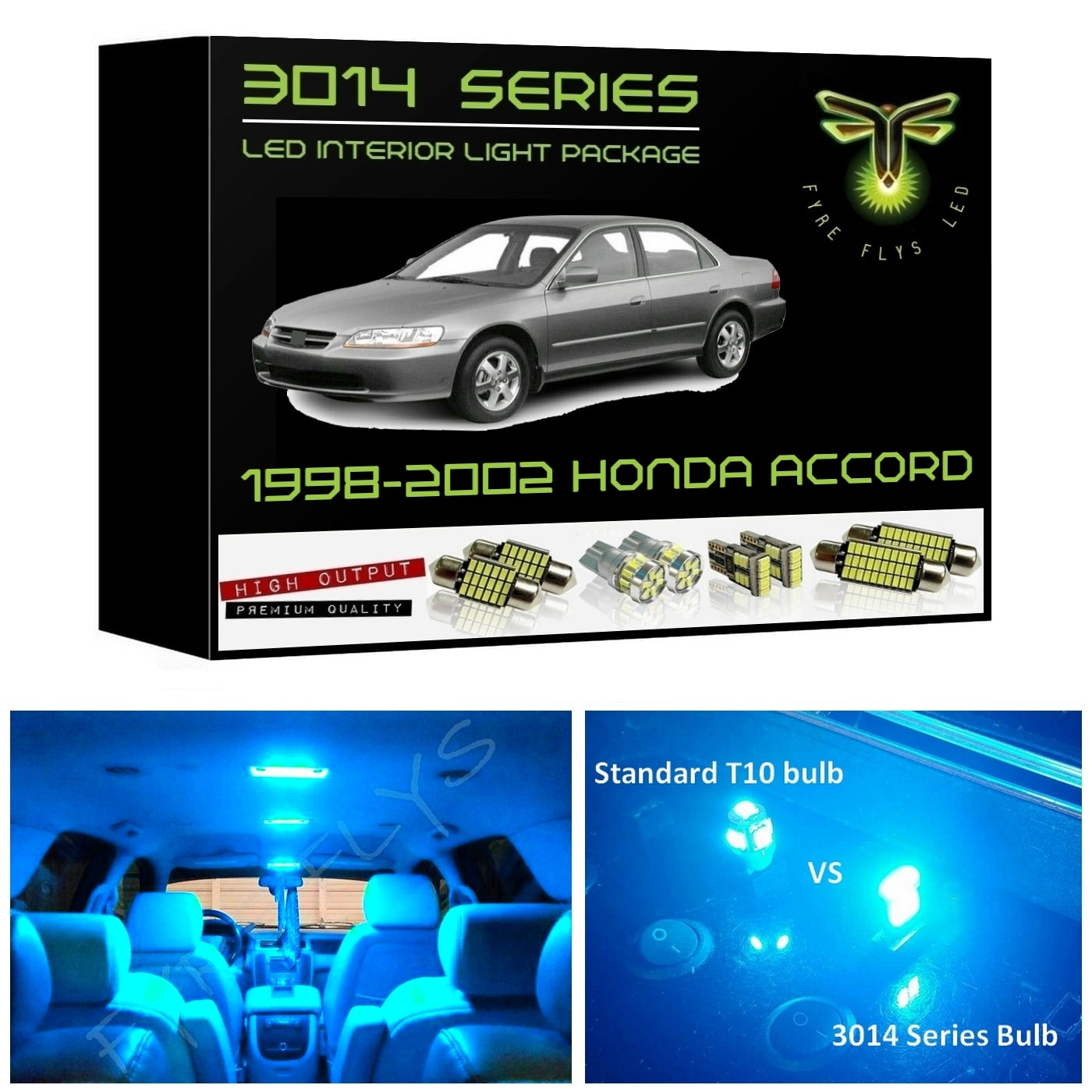 1998-2002 Honda Accord Super Bright 3014 Series LED interior light kit