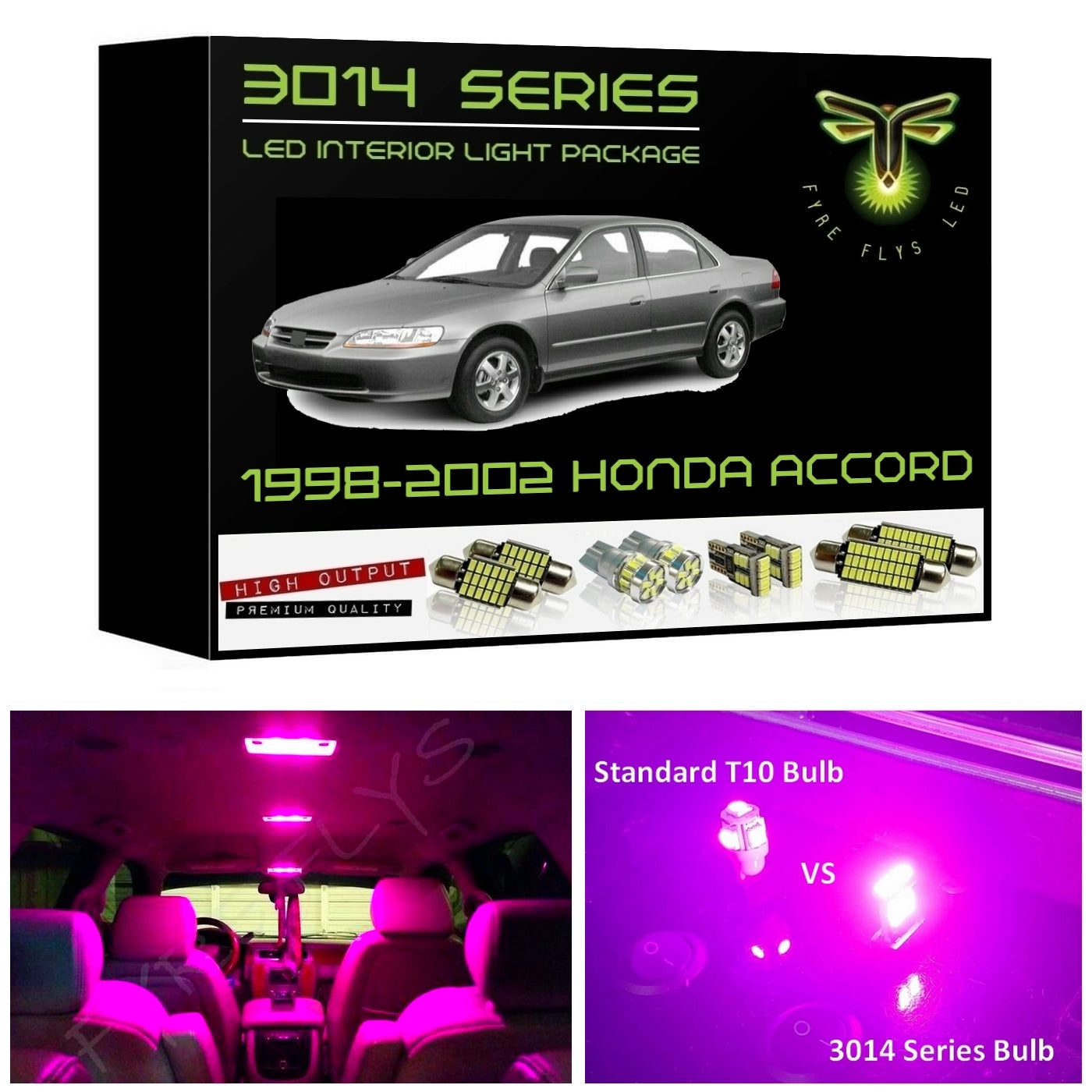 1998-2002 Honda Accord Super Bright 3014 Series LED interior light kit