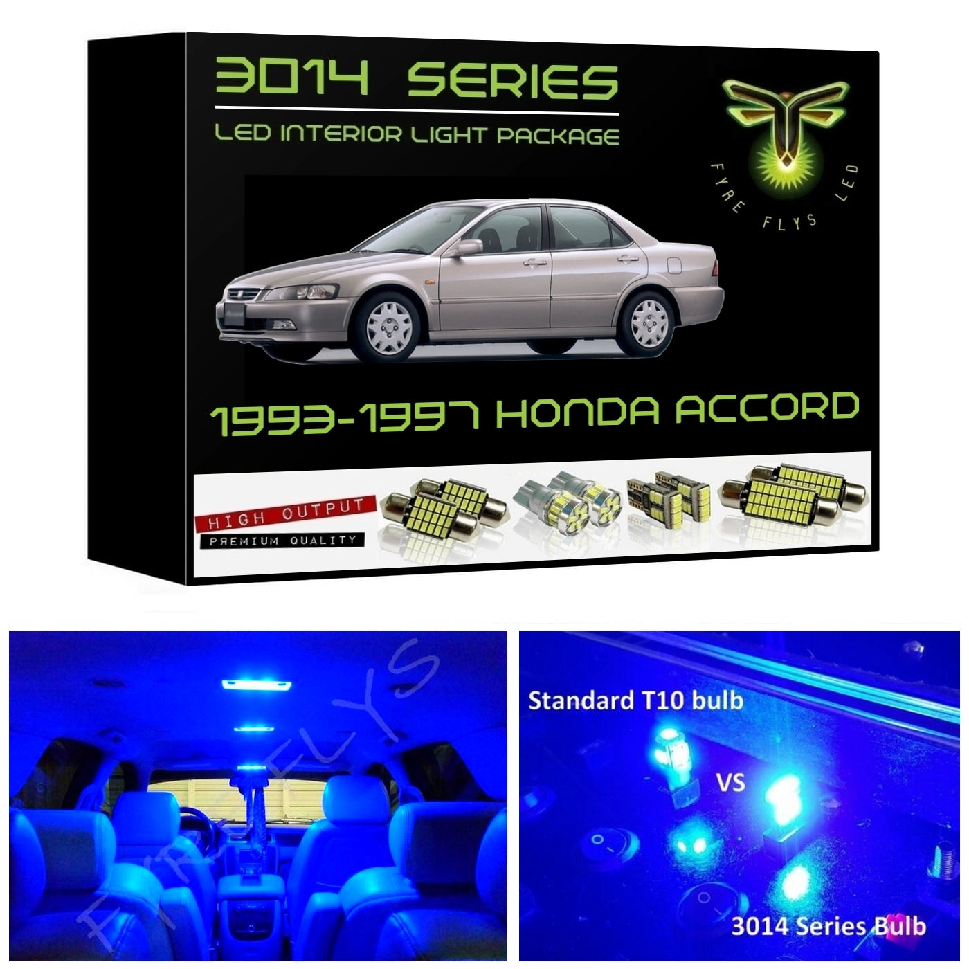 1993-1997 Honda Accord Super Bright 3014 Series LED interior light kit