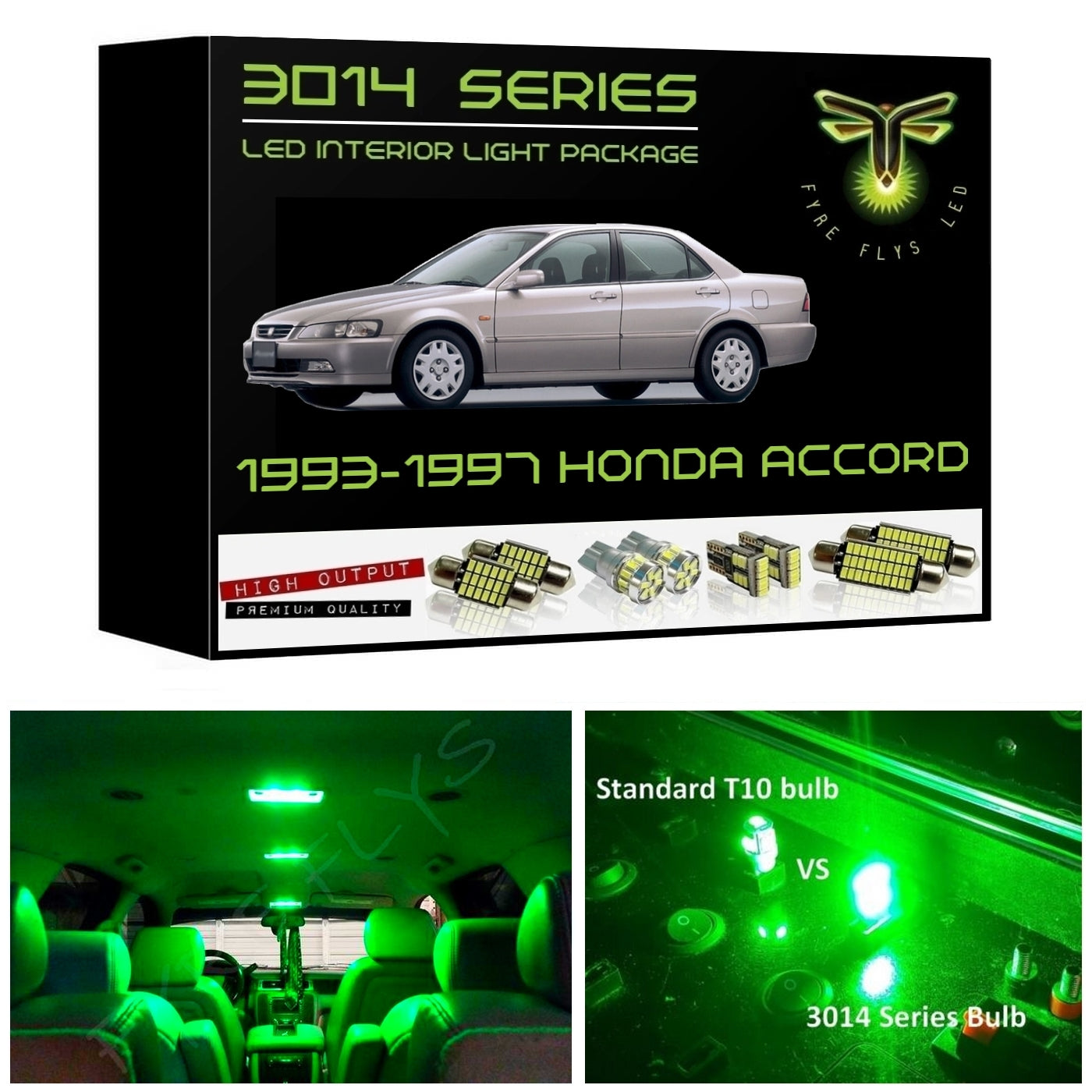 1993-1997 Honda Accord Super Bright 3014 Series LED interior light kit