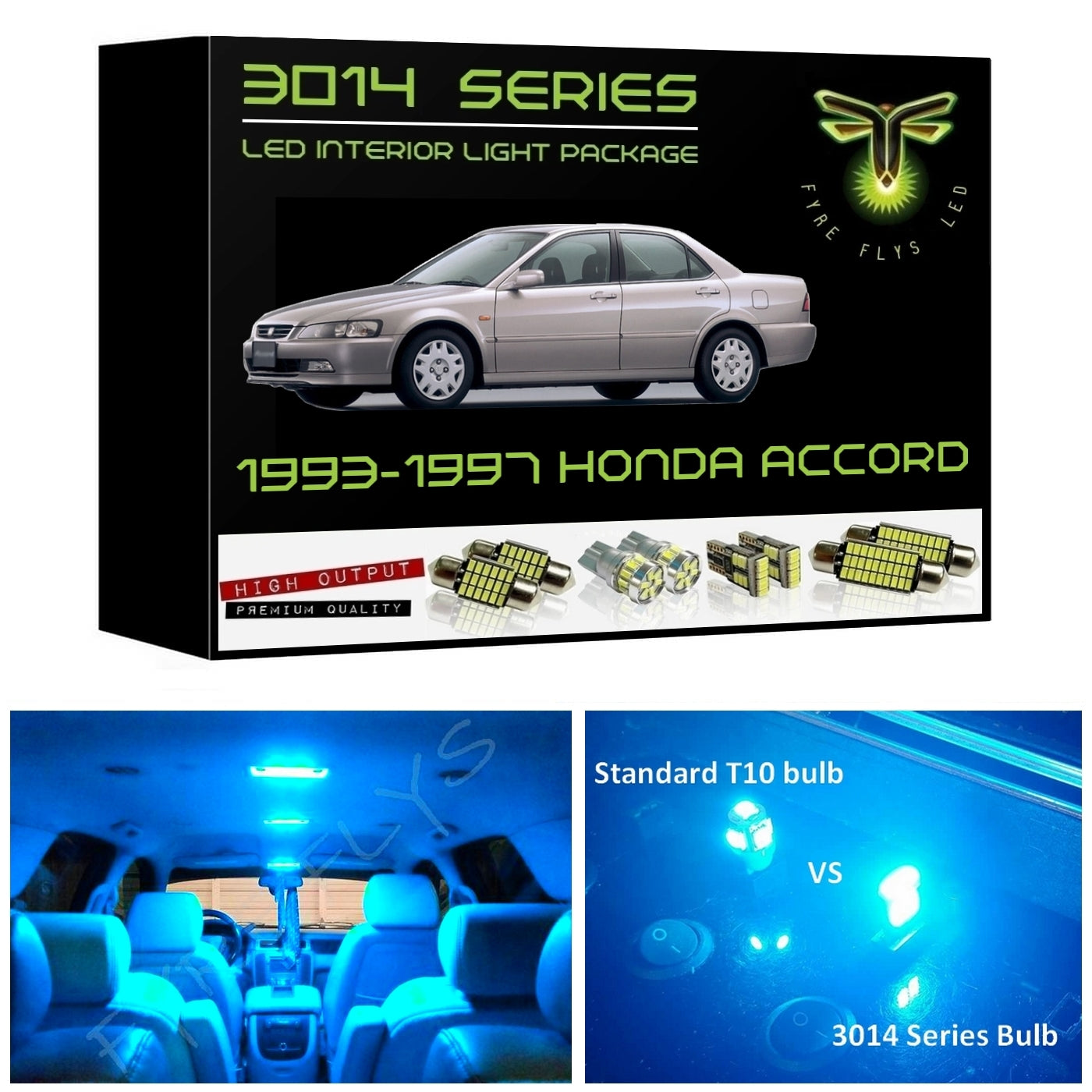 1993-1997 Honda Accord Super Bright 3014 Series LED interior light kit