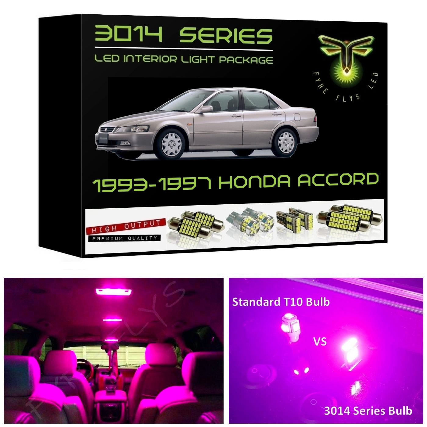 1993-1997 Honda Accord Super Bright 3014 Series LED interior light kit