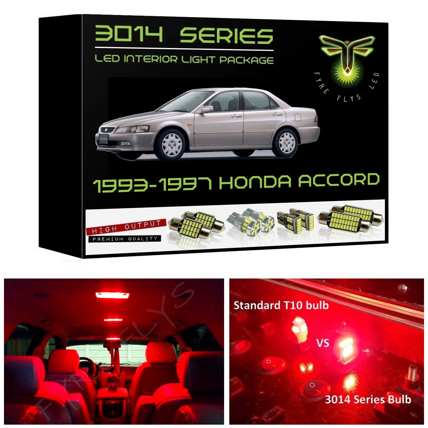1993-1997 Honda Accord Super Bright 3014 Series LED interior light kit
