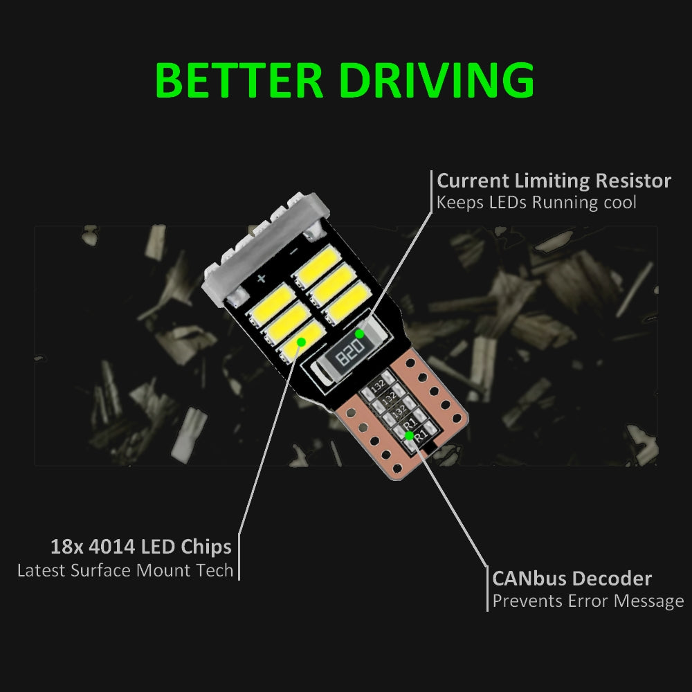 T10 194 168 2825 w5w bulbs - 3014 series 18 LED